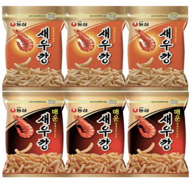농심 대용량 새우깡 400g+매운새우깡 400g 3개씩 (총 6개), 400g, 6개
