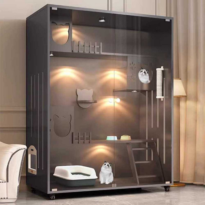 고양이 호텔 빌라 반려묘 대형 실내 케이지 호텔장 캣타워, 120x90x60 쌍둥이(흰색 자유문), 1개