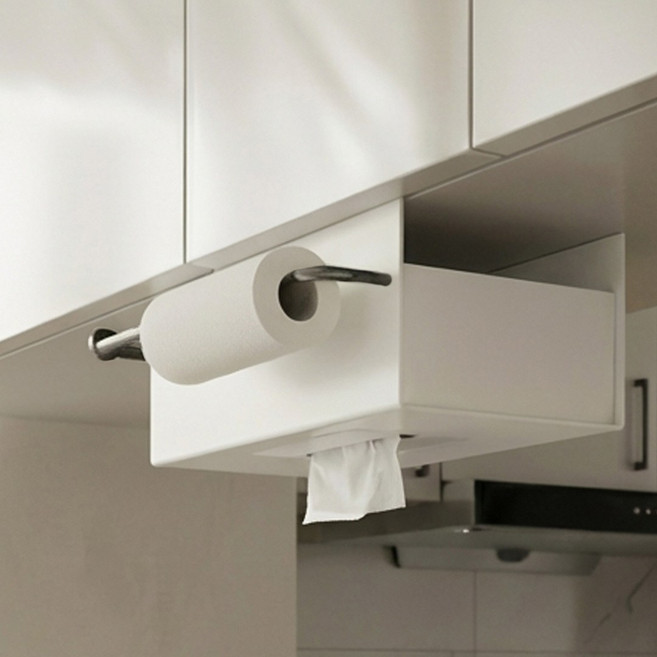 한평한뼘 2in1 고급형 주방 키친타올 걸이, 1개, 크림화이트