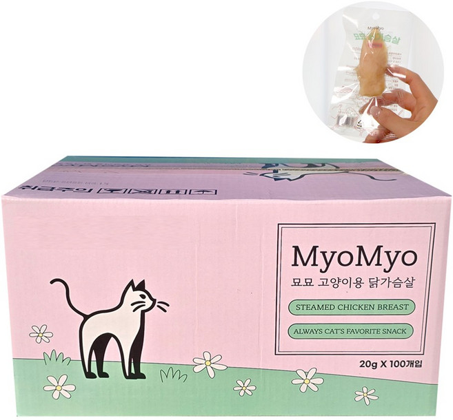 묘묘 닭가슴살 고양이간식, 100개, 20g, 치킨
