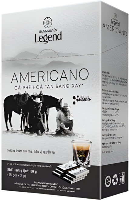 베트남 쭝웬 레전드 아메리카노 블랙 커피, 2g, 1박스, 15개입