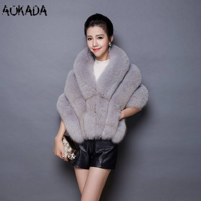AOKADA 퍼자켓 숄 코트 겨울 인조 밍크 케이프코트 모피 여성코트