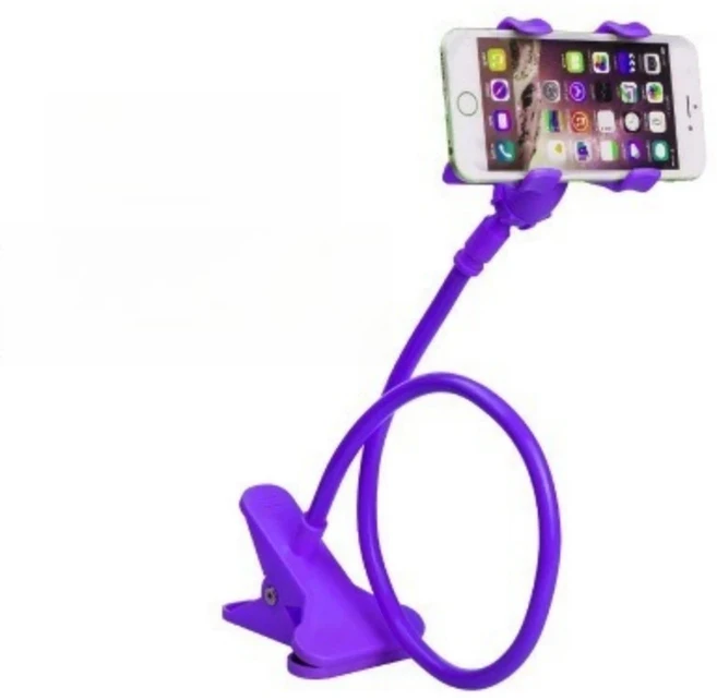 1개 유니버설 조절식 휴대폰 홀더 침대 책상 테이블용 유연한 구즈넥 시청 및 통화용 핸즈프리 스탠드, 02 purple