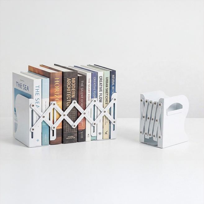 라이프엔라이크 길이조절 책꽂이 책꽂이 칸막이 책상 책꽂이 북엔드 파일꽂이 철제 책정리, 1단, 화이트