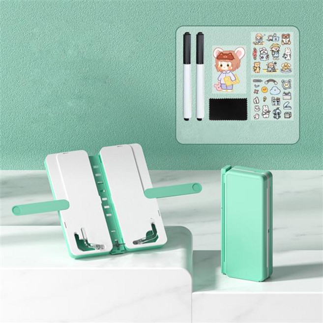 필통 꾸미기 스티커 DIY 7단 각조조절 독서대 거치대 변신 화이트보드 마카 세트 멀티 연필 하드 케이스, 그린 sps212