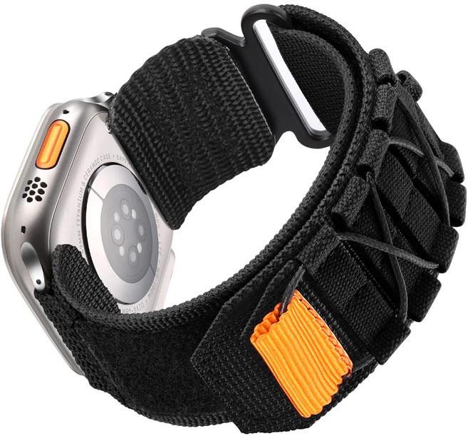애플워치 호환 벨크로 트레일 루프 밀리터리 스포츠 나일론 스트랩38/40/41/42mm 49/46/45/44/42mm 11 10 9 8 7 6 5 4 3 2 se2/3 ultra, 블랙