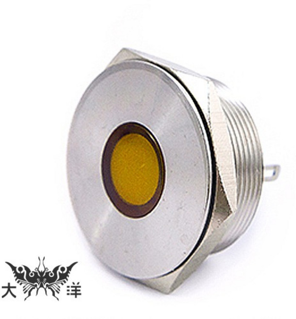 28mm 不鏽鋼金屬平面指示燈(焊線式), 1個, DC24V 藍色, DC24V, 藍色