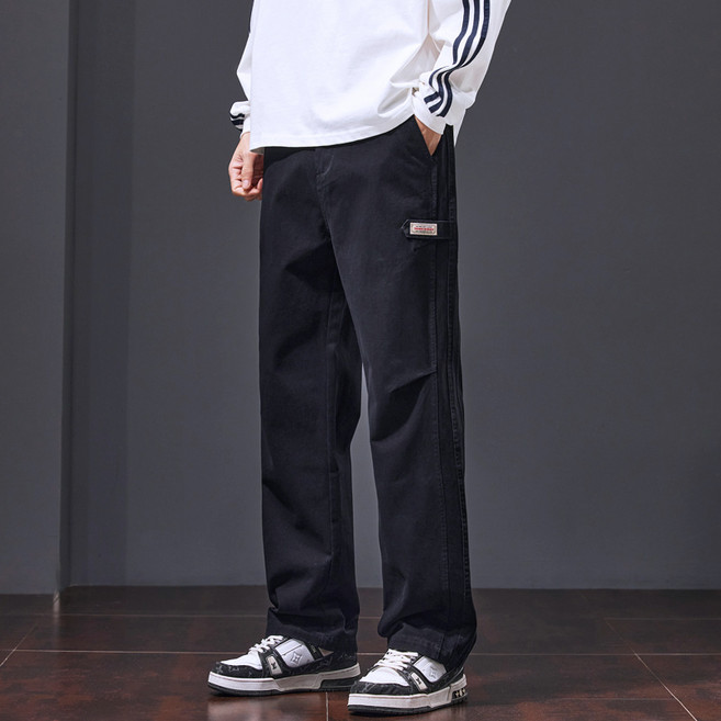 wassup 여름바지 남성 얇은 일자 코튼 슬랙스 미국식 세미와이드슬랙스