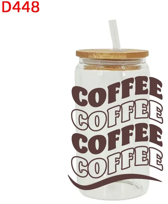 커피 테마 UV DTF 리비 컵 랩 강력한 스티커 전송 D576 16oz, 01 16oz, 05 D448