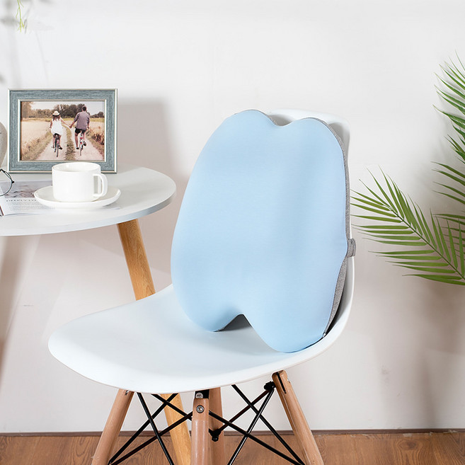 디모어 파스텔 고급 메모리폼 편한 자세 등받이 허리받침 쿠션, 스카이