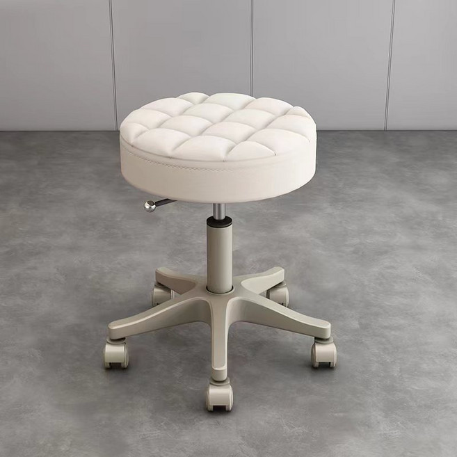 거와스 높이조절 원형 회전 스툴 바퀴의자, 1개, 화이트