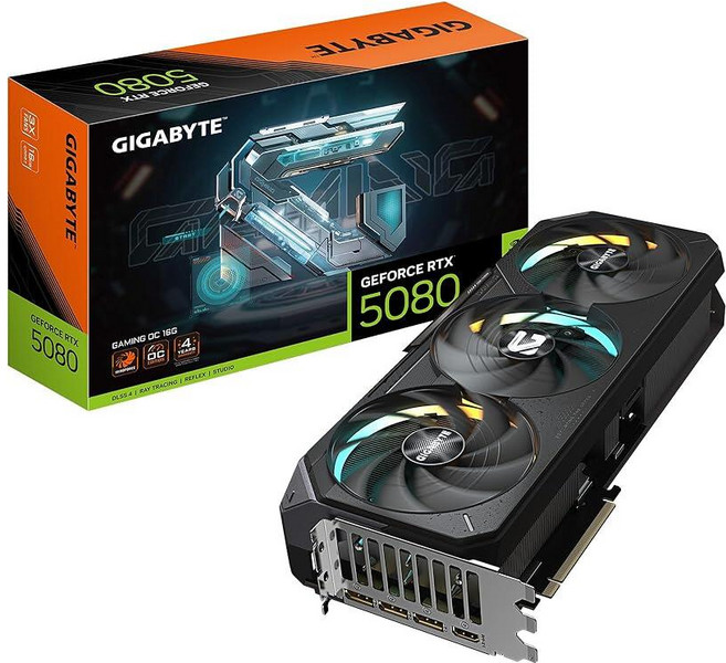 GIGABYTE GeForce RTX 5080 게이밍 OC 16G 그래픽 카드 WINDFORCE 냉각 시스템 16GB 256비트 GDDR7 GV-N5080GAMING OC