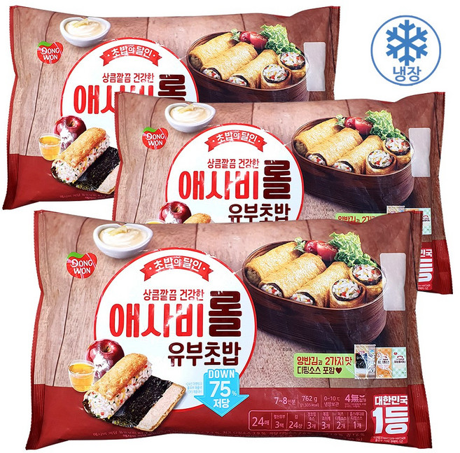 동원 애사비 저당롤유부초밥, 3개, 762g