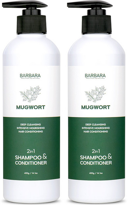 바르바라 사자발쑥 두피 쿨링 올인원 샴푸 린스 겸용, 400g, 2개