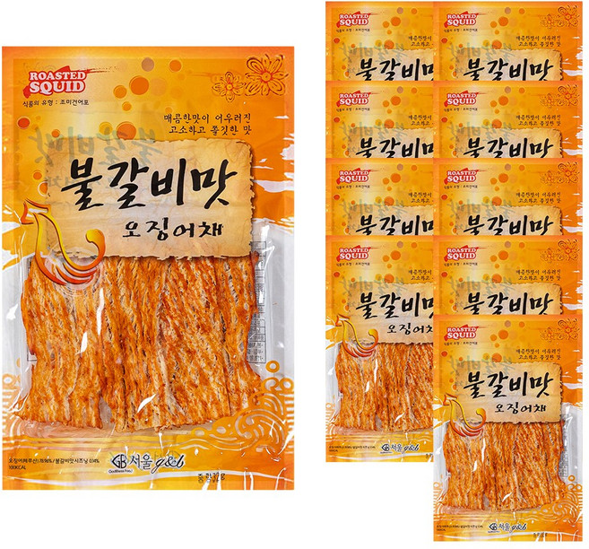 서울지앤비 불갈비맛 오징어채, 32g, 10개