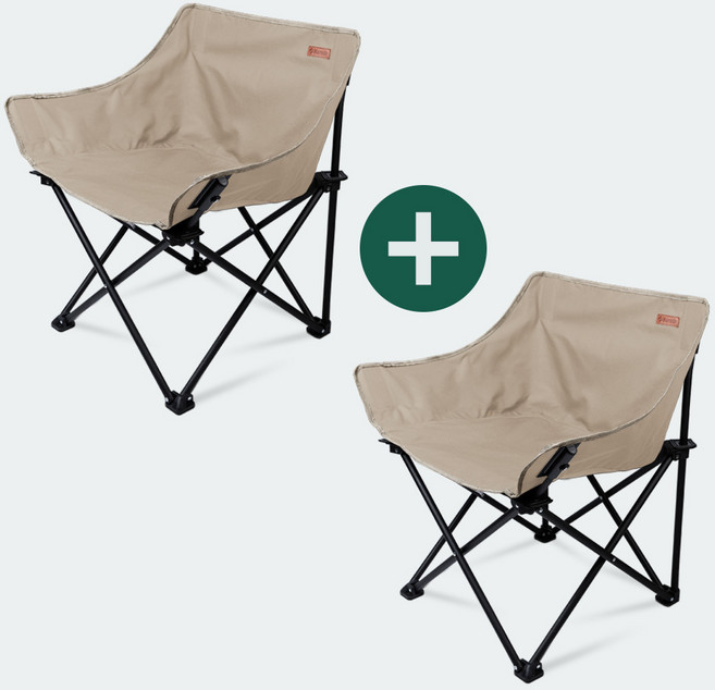 [1+1] 카르닉 폴딩 접이식 캠핑의자 (전용보관가방), 베이지(2개세트)