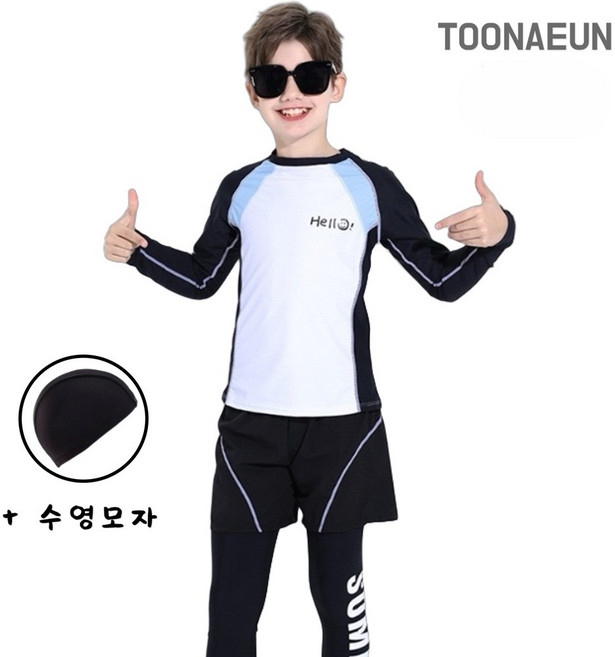 투나이언 주니어 남아 래쉬가드 4종세트 생존수영 수영복 상하세트