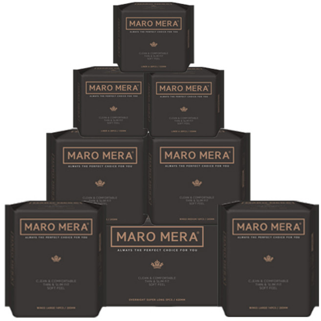 마로메라 생리대 라이너 3팩+중형 2팩+대형 2팩+오버나이트슈퍼롱 1팩, 1세트