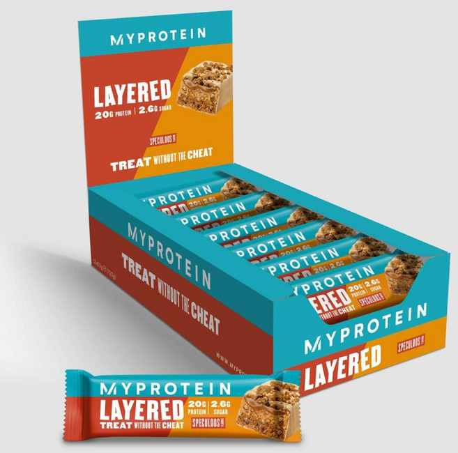 60g 12개 마이프로틴 레이어드 프로틴바 육겹바 스페퀼로스 로투스 과자 맛 Myprotein Layered Protein speculoos