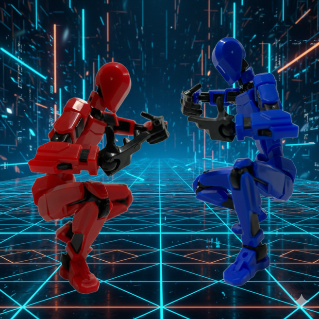 머니레드 2개 조립불필요 액션피규어 완성품, 1세트, 블루1+레드1, 14cm