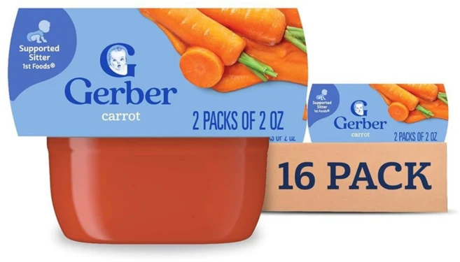 거버 Gerber 1st Foods 천연 이유식 당근 퓨레 GMO 프리 16팩, Carrot, 1개, 907g - 쿠팡