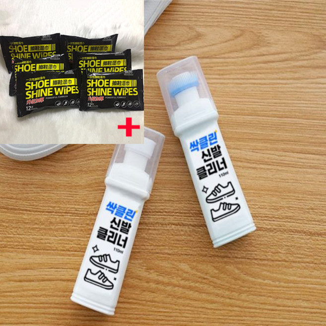 싹클린 신발세정 오염제거 슈즈클리너 2P와 운동화 신발세척 물티슈클리너 60매