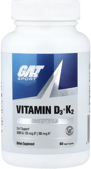새해 첫좋은선물 GAT Sport Essentials 비타민D3 & K2 베지 캡슐 60정 제대로 할인합니다, GATSportEssentials비타민D3K2베지캡슐6, 1 - 쿠팡
