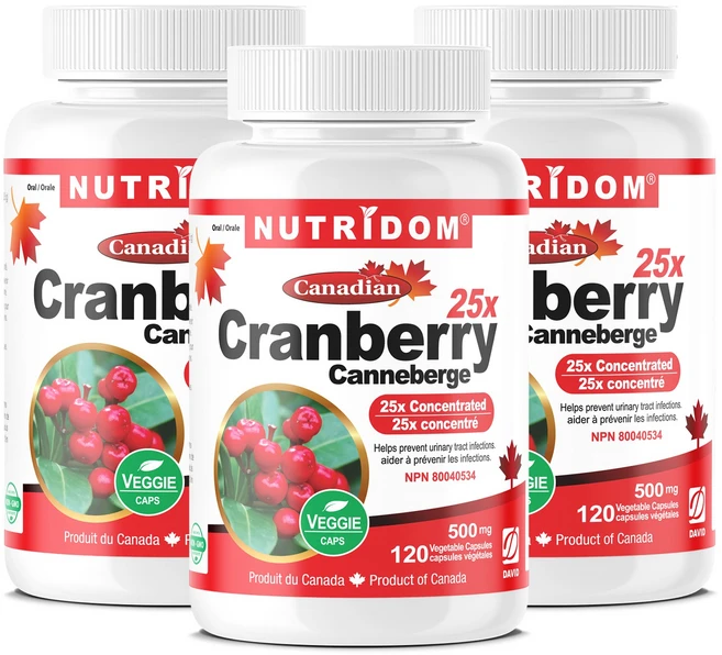 뉴트리돔 캐나다 크랜베리 25배 농축 120캡슐x3통, 120정, 3개 - 쿠팡