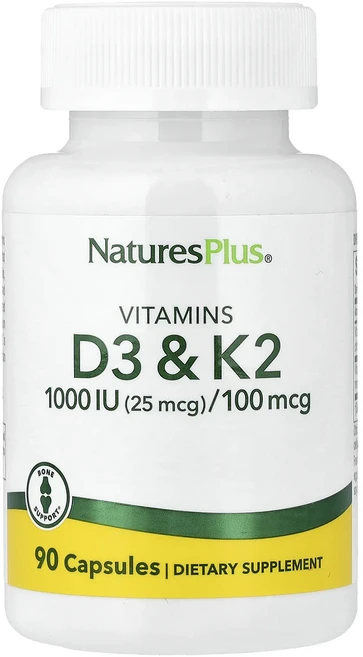 NaturesPlus 비타민D3 & K2 캡슐 90정, NaturesPlus 비타민D3  K2 캡슐 90정, 1개 - 쿠팡