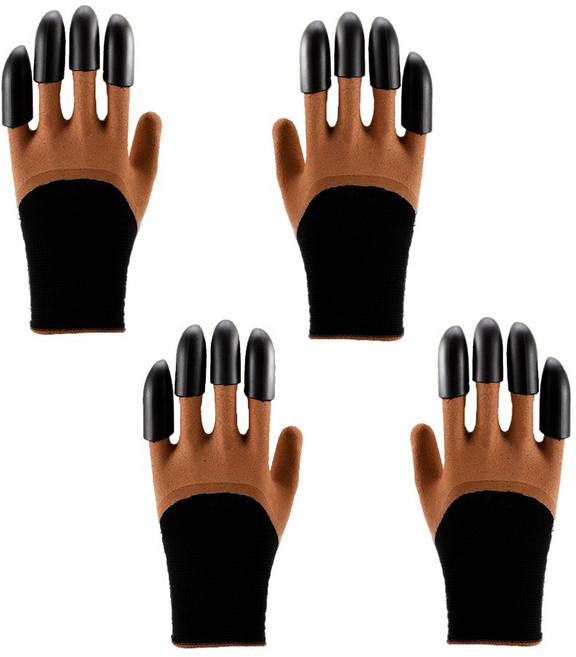 마하비 갈고리 호미 원예장갑 양손 세트 브라운, 2세트