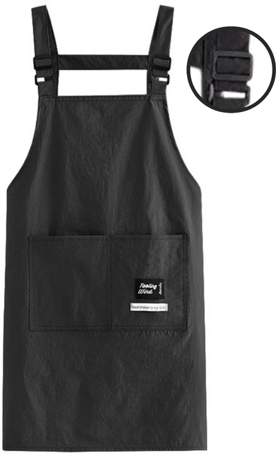 오유핏 남녀공용 길이조절 버클형 방수 앞치마, 1개, 블랙