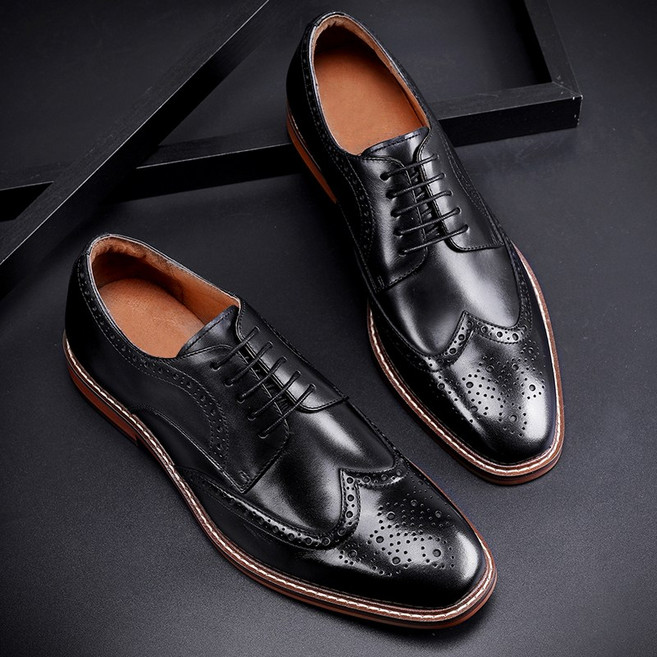 남성용 클래식 브로그 옥스퍼드 비즈니스용 레이스업 포멀 드레스 슈즈