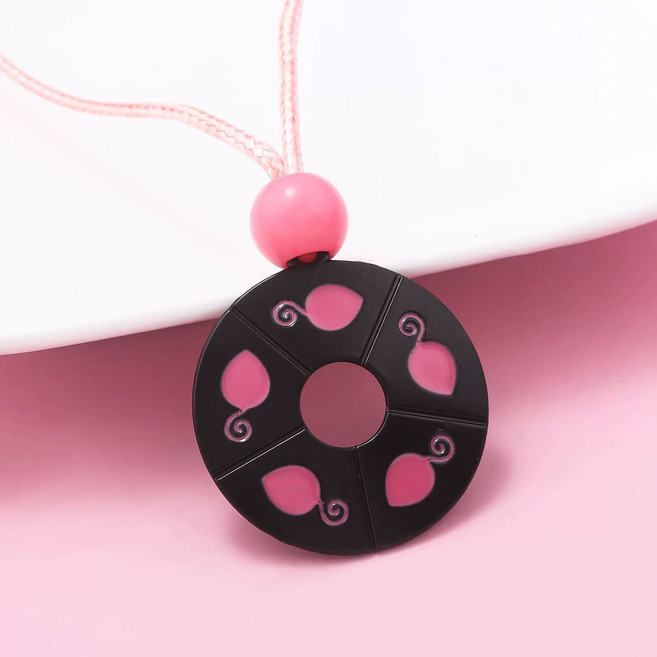 레이디버그 블랙캣 미라클 스톤 코스프레 목걸이 열쇠고리 귀걸이 장식, 검은 분홍색 도넛 목걸이 】, 1개