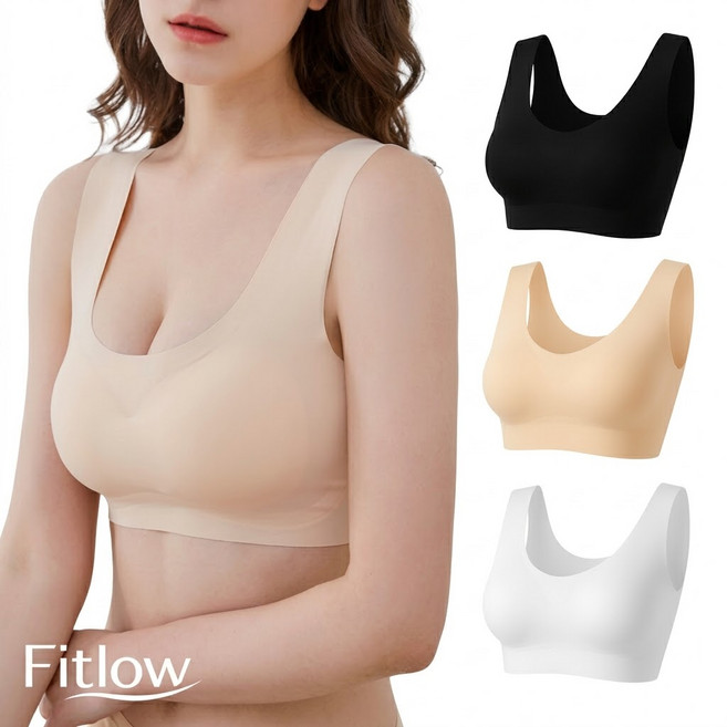 핏로우 심리스 노와이어 브라 스포츠 브라 3P 세트