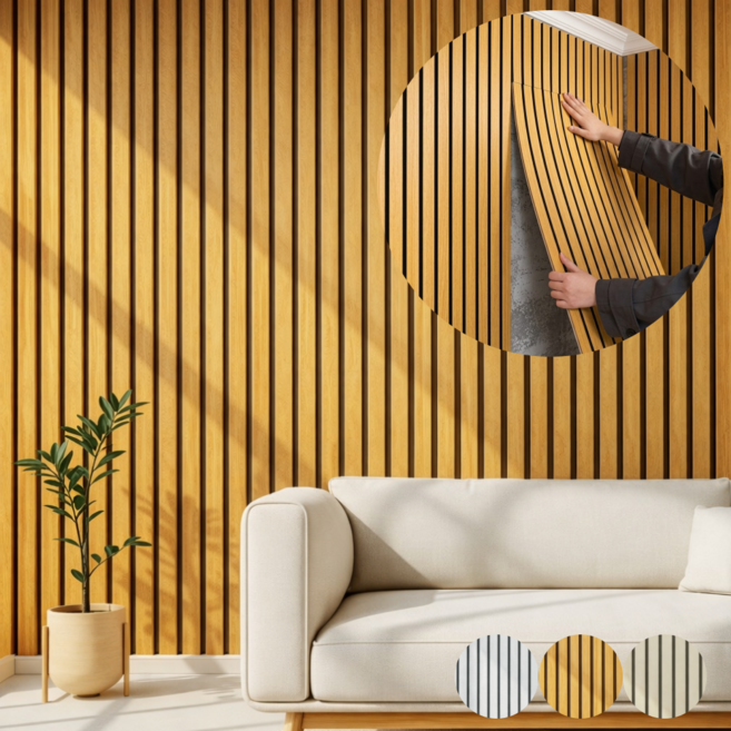 올라잇 셀프 인테리어 붙이는 템바보드 벽지, 우드