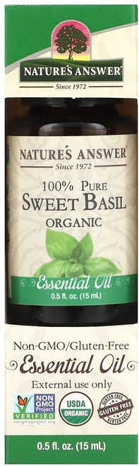 Nature's Answer 100% 순수 유기농 에센셜 오일 스위트 바질 15ml(0.5fl oz), NaturesAnswer100순수유기농에센셜오일스위트바, 1개, 15ml - 쿠팡