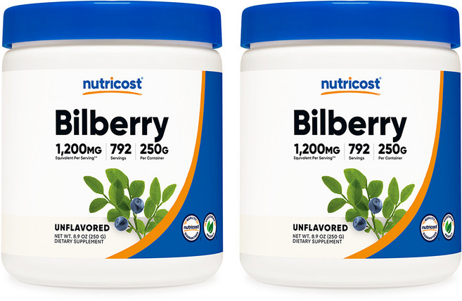 Nutricost Bilberry 뉴트리코스트 빌베리 1200mg 250g 2팩, 2개