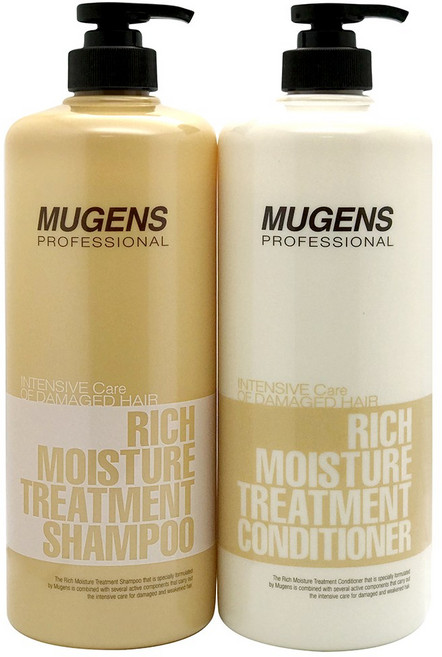 웰코스 뮤겐스 리치 모이스춰 트리트먼트 산성 샴푸+트리트먼트 세트 2000ml, 1개, 2L