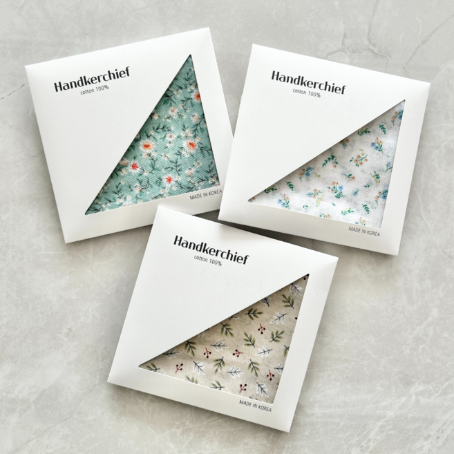 VVG 여성손수건 3장 아사면 선물용 국산 사계절 쁘띠스카프 목손수건