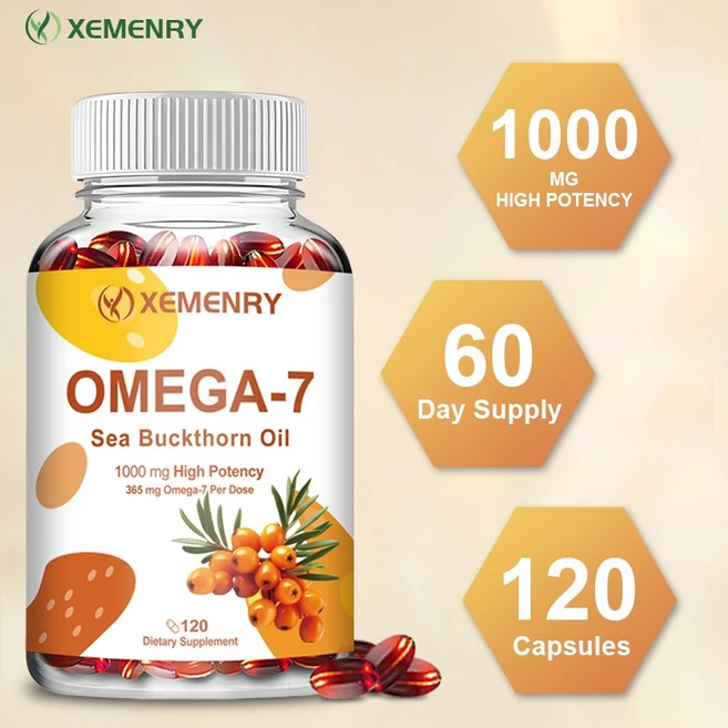 오메가-7 컴플리트 - 순수 히말라야 산딸나무 오일 블렌드 - 심혈관 건강 소화 건강 건강한 피부 모발 손톱을 증진합니다 - 120캡슐, 1개, 60정 - 쿠팡