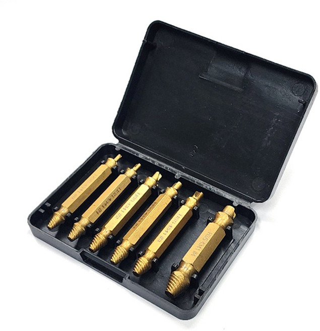 볼트 리무버 6종 티타늄 도금 골드 나사 추출기 제거기 비트, 1개