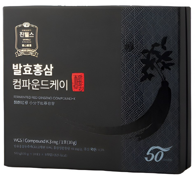 Wa365 컴파운드K 홍삼 스틱 / 세계 40개국 수출 / 6년근 발효홍삼 농축액 / 진웰스 홍삼 건강식품 선물세트, 10g, 1Box