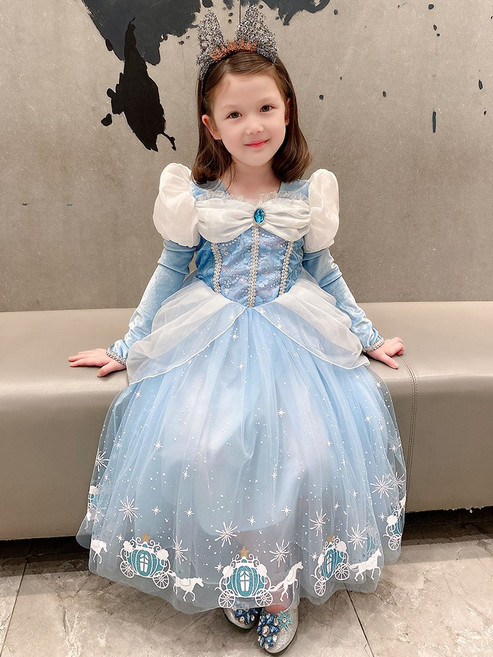 엘사 프린세스 스커트 여아 추동 기모 신데렐라 엘사 드레스 원피스