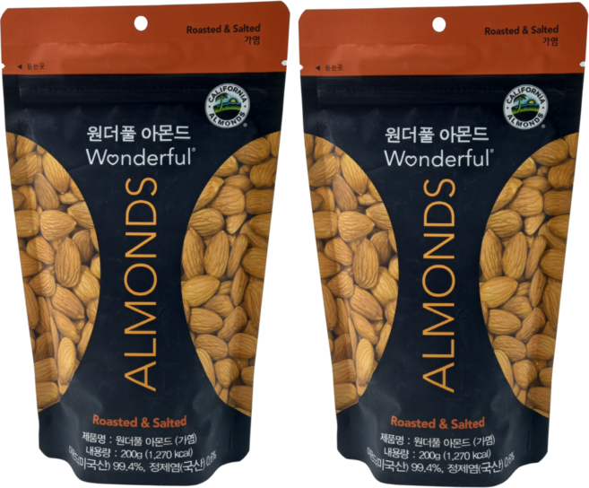 원더풀 아몬드 가염, 200g, 2개