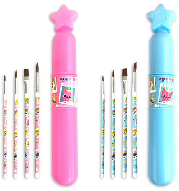 6000 종이나라 핑크퐁 아기상어 붓세트 붓통 붓 여아, 1개