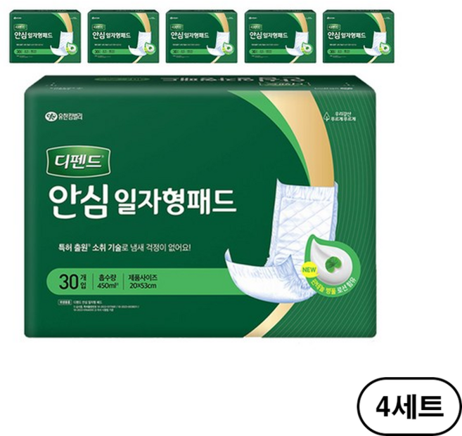 디펜드 남녀공용 안심 일자형 패드 속기저귀 성인기저귀, 30매, 24개