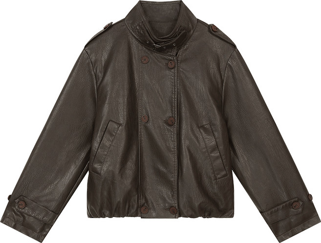 ELFSACK 여성 오버핏 레더 재킷 빈티지 라이더자켓 데일리 캐주얼 아우터 루즈핏 숏 기장 데이트룩