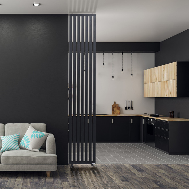 우드톡 24mm 간격 좁은 촘촘 스트라이프 공간분리 가벽 파티션, 블랙, 296(기본)