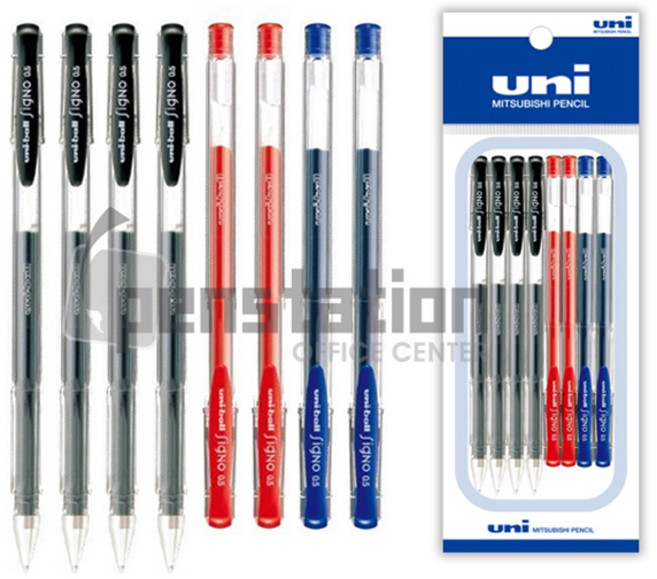 유니볼 시그노 스탠다드 중성펜 UM-100 0.5mm 흑/청/적 8개세트, UM-100 블랙 4개+레드 2개+블루 2개 세트