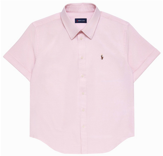 라파클럽 여성 옥스포드 반팔 셔츠 여름 면 100% 남방 자수 로고